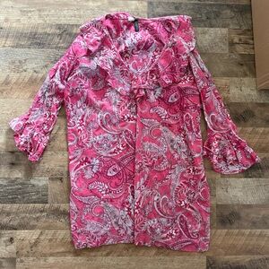 Lauren Ralph Lauren Pink Paisley Long Sleeve Mini Dress Long Tunic size Large
